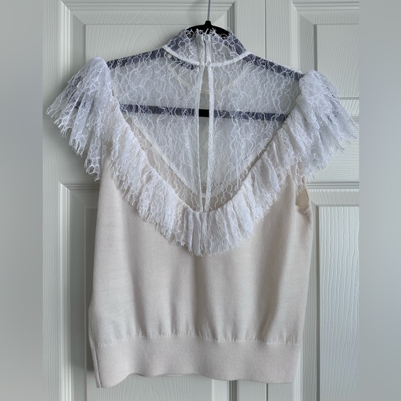 Alice + Olivia Beth Lace Ruffle High Neck top - Picture 7 of 8